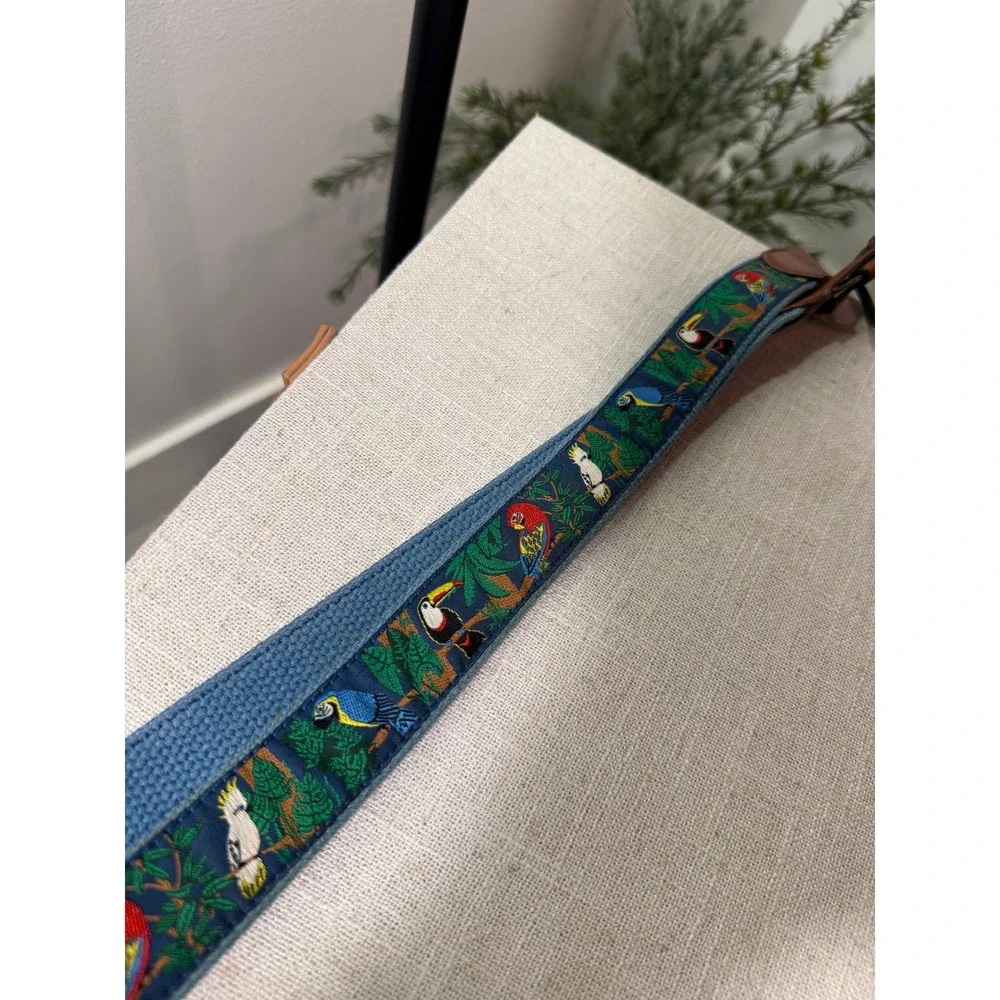 Parrot belt 80s vintage leather accents well loved tropical vacation 38 funky